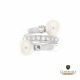 Anello a spirale in oro bianco con diamanti e perle 