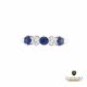 Anello veretta in oro bianco con zaffiri e diamanti